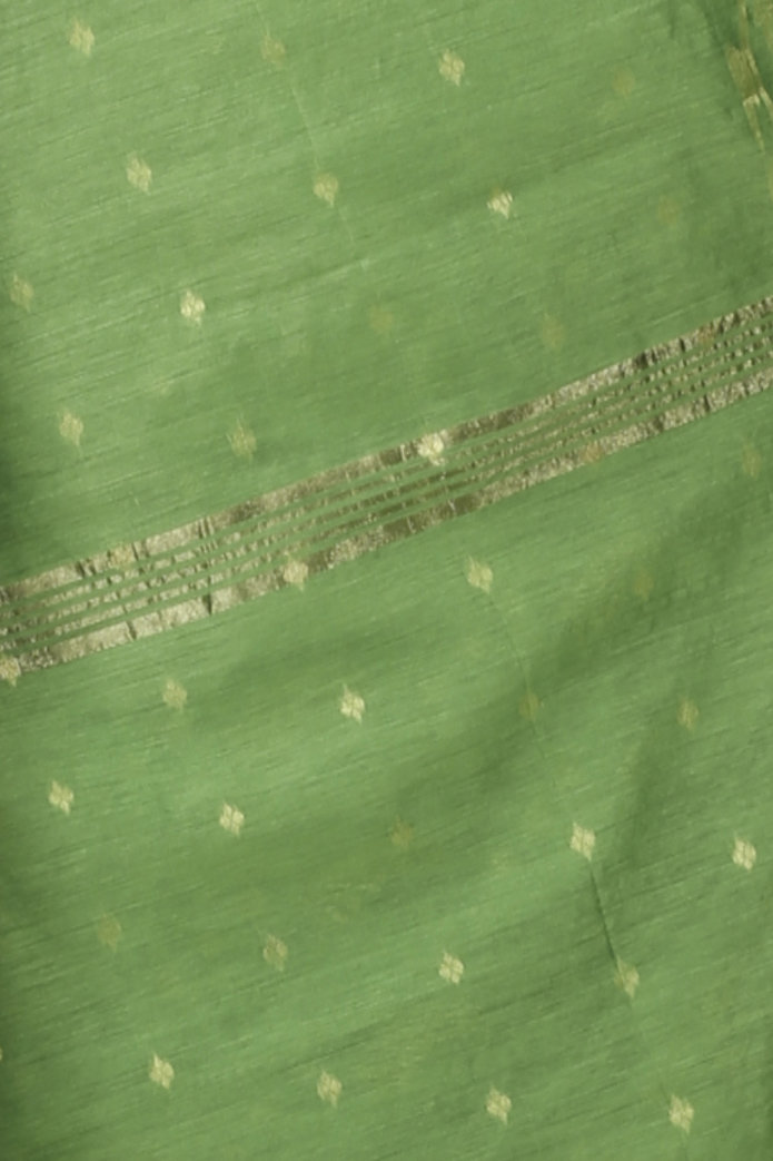 Green Blended Cotton Turik Hand Loom Saree (1250)